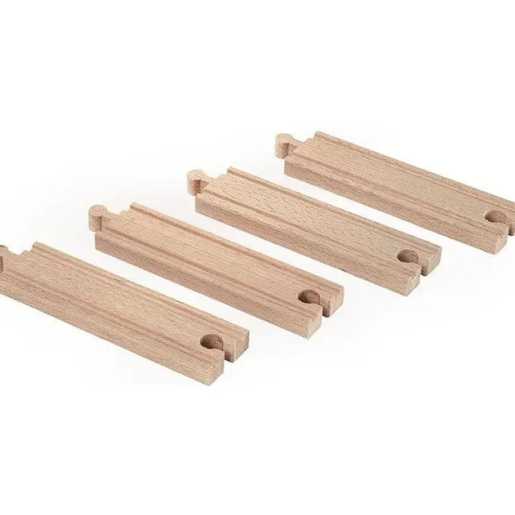 Brio Wooden Toys | Trains & Train Sets>World Medium Straight Tracks 4 Pieces
