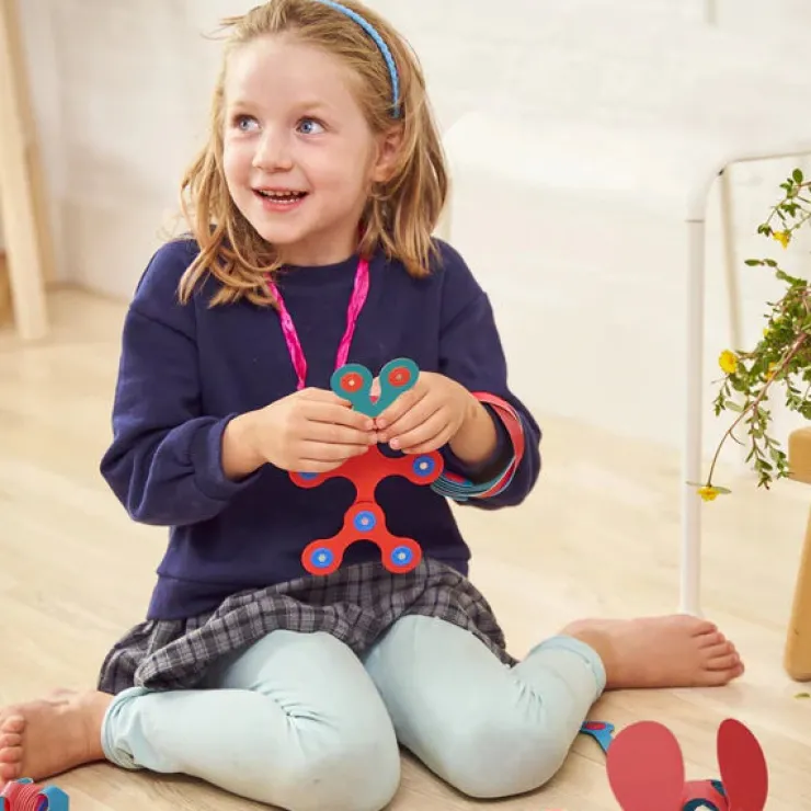 Clixo Steam Toys | Magnetic Construction>Itsy Pack - Flamingo/Turquoise (18pc)