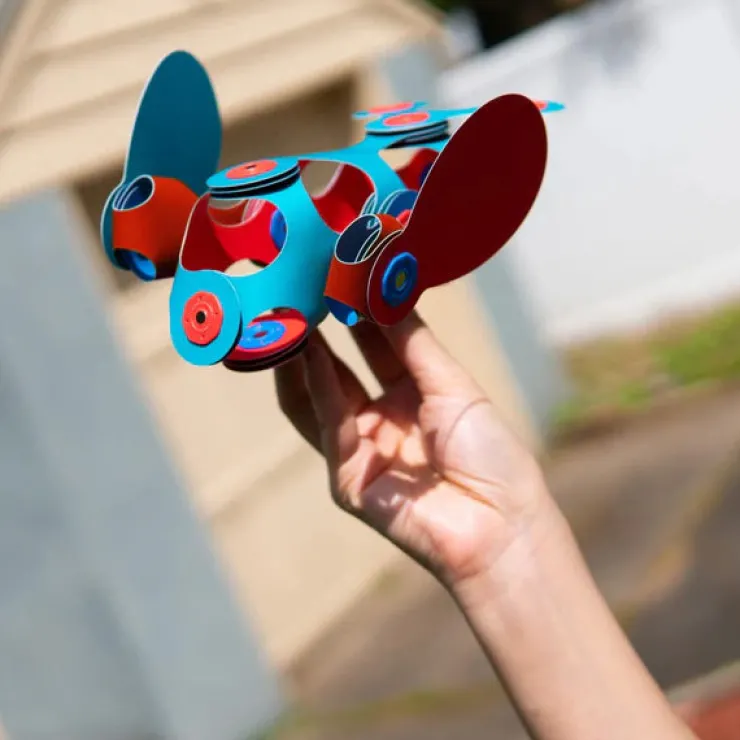 Clixo Steam Toys | Magnetic Construction>Itsy Pack - Flamingo/Turquoise (18pc)
