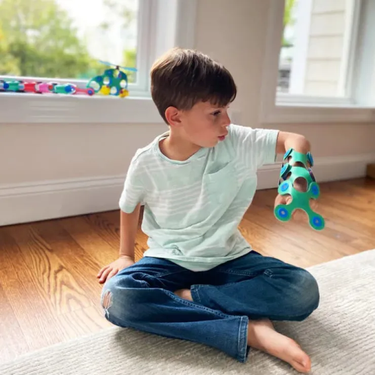 Clixo Steam Toys | Magnetic Construction>Itsy Pack - Green/Blue (18pc)