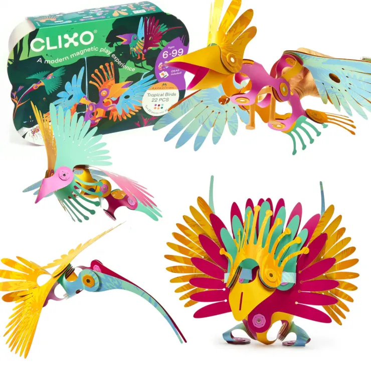 Clixo Steam Toys | Magnetic Construction>Tropical Birds (22pc)