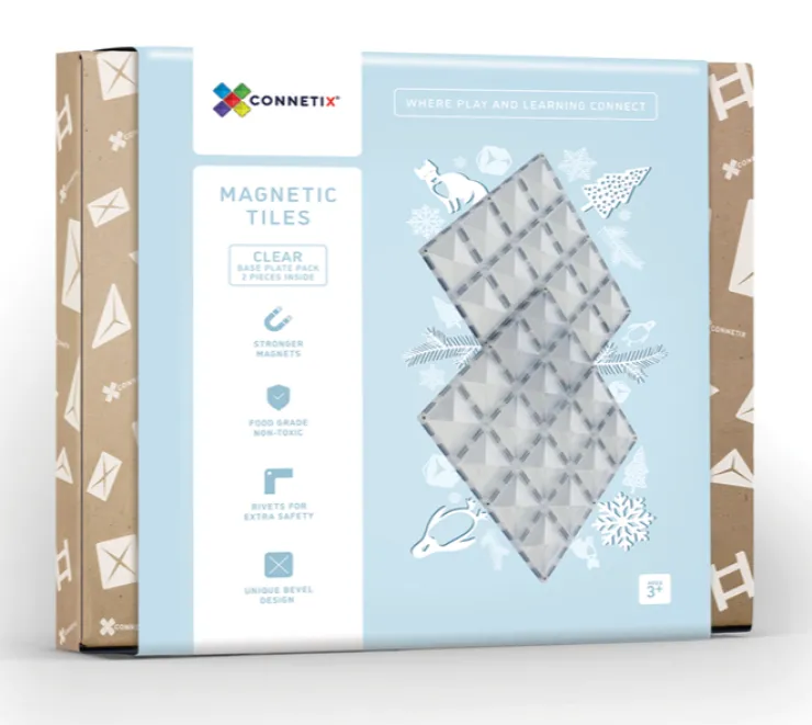 Connetix Building Sets | Magnetic Tiles>Clear Base Plate Pack 2 pc