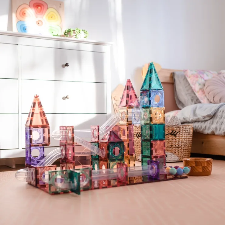 Connetix Building Sets | Magnetic Tiles>Pastel Ball Run Pack 106 pc