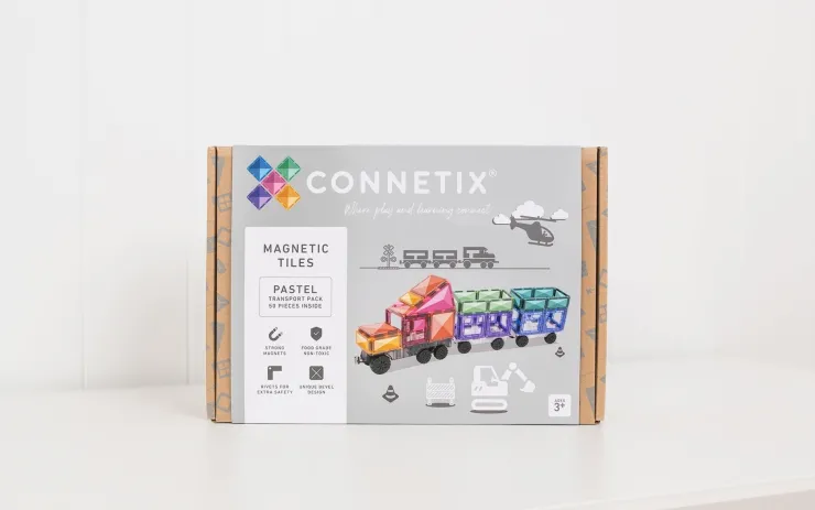 Connetix Building Sets | Magnetic Tiles>Pastel Transport Pack 50pc