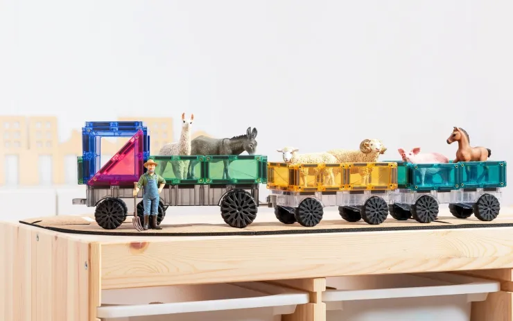 Connetix Building Sets | Magnetic Tiles>Pastel Transport Pack 50pc