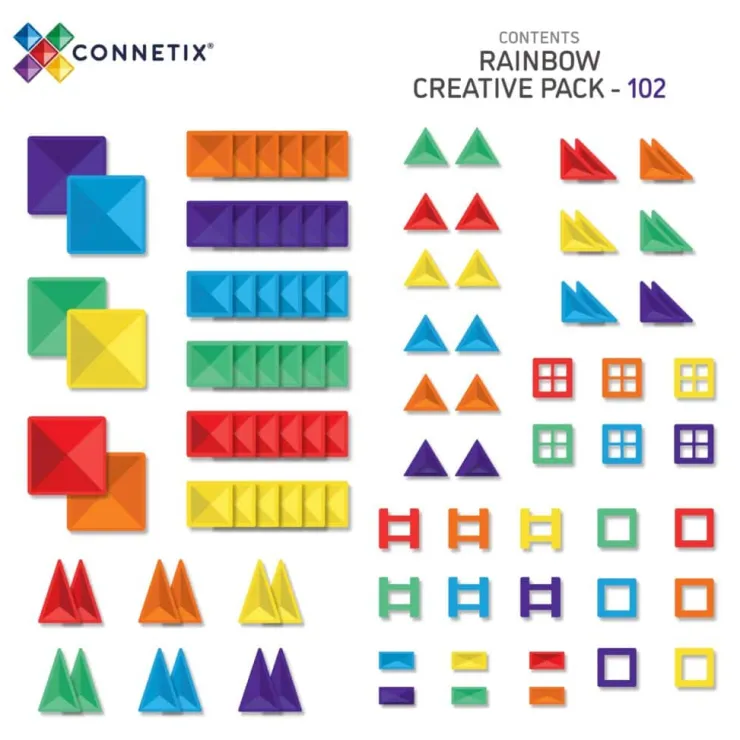 Connetix Building Sets | Magnetic Tiles>Rainbow Creative Pack 102pc