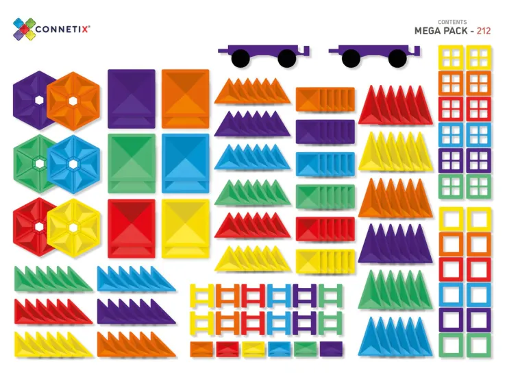 Connetix Building Sets | Magnetic Tiles>Rainbow Mega Pack 212 pc