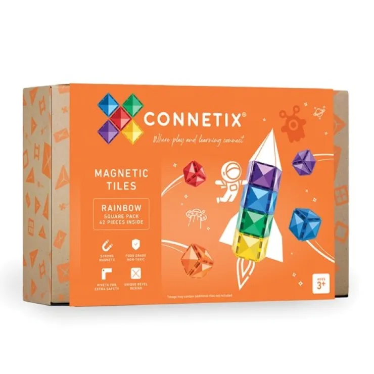 Connetix Building Sets | Magnetic Tiles>Rainbow Square Pack 42pc