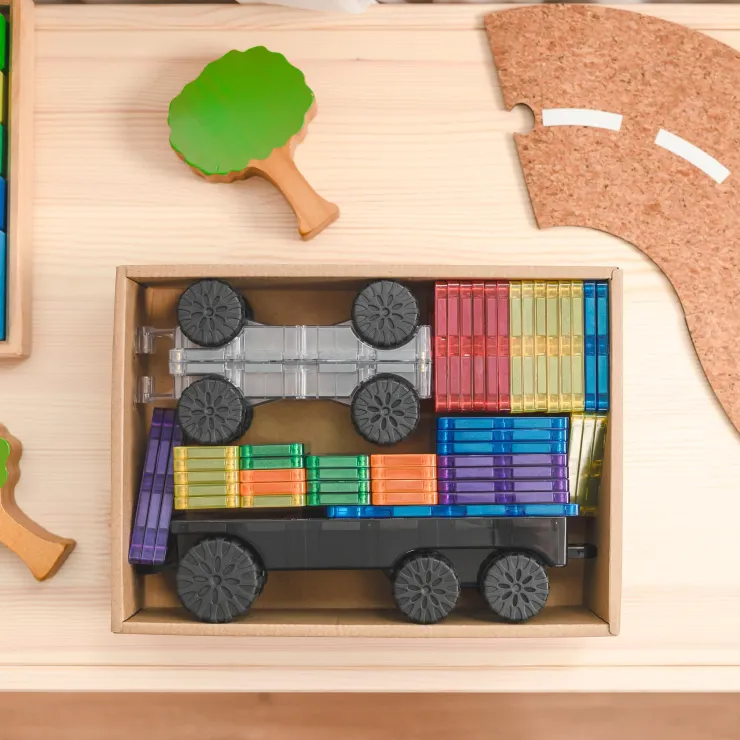 Connetix Building Sets | Magnetic Tiles>Rainbow Transport Pack 50pc
