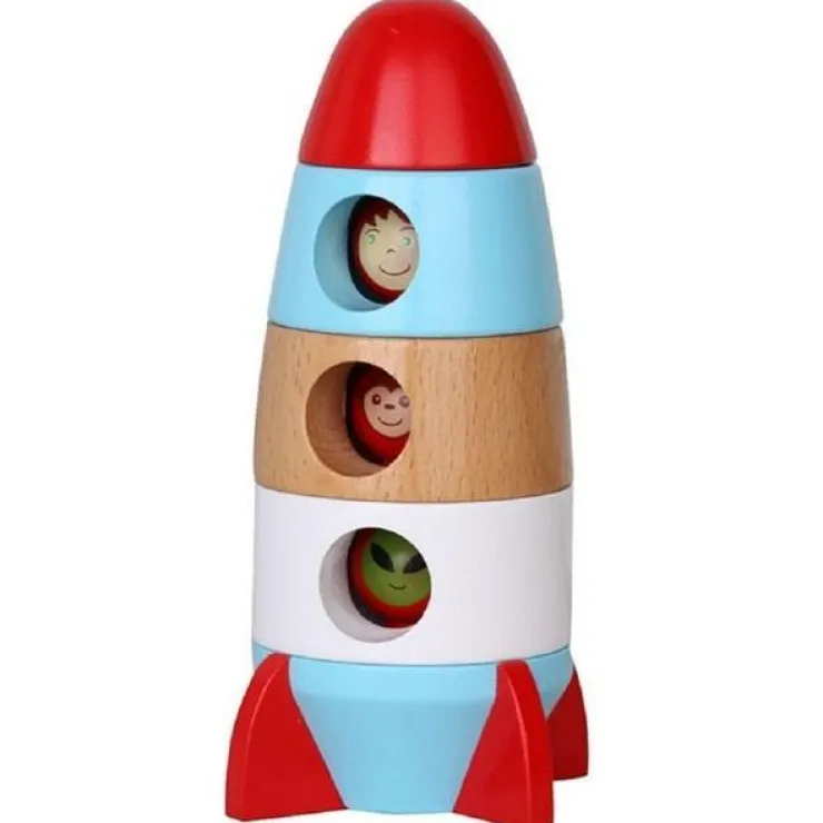 Discoveroo Wooden Toys | Building Blocks>Magnetic Stacking Rocket