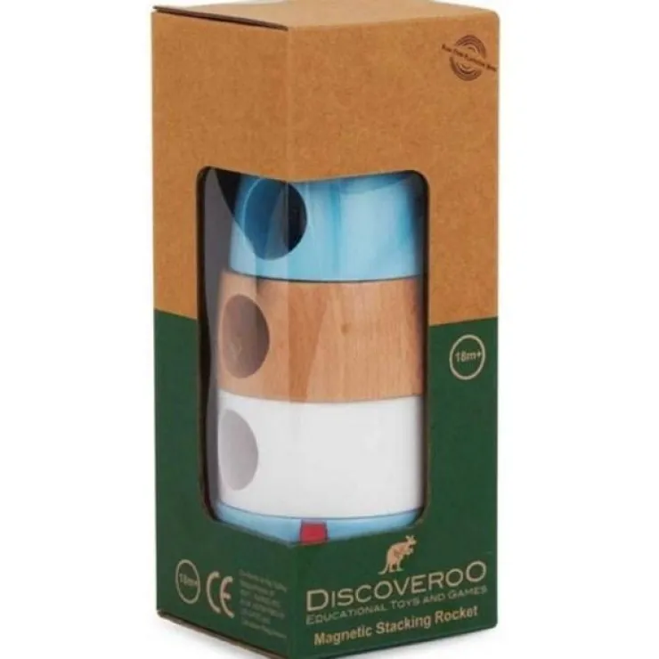 Discoveroo Wooden Toys | Building Blocks>Magnetic Stacking Rocket