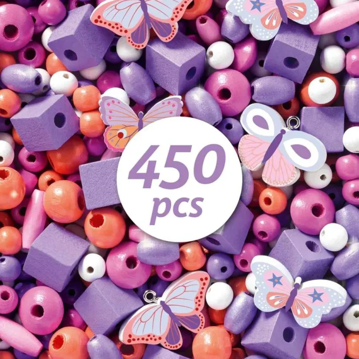 DJECO Make & Create | 4 Years+>Wooden Beads - Butterflies