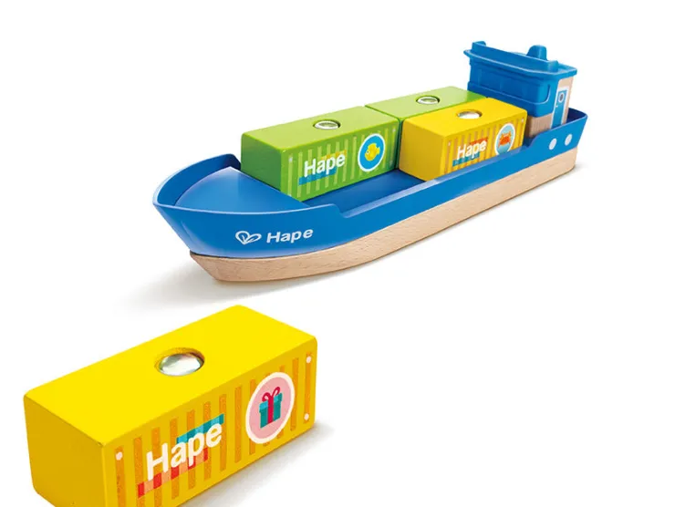 Hape Wooden Toys | Trains & Train Sets>Cargo Ship & Crane