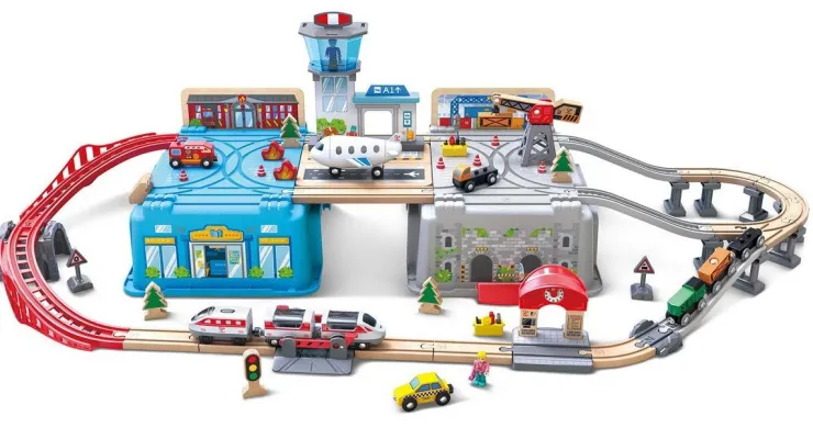 HAPE Wooden Toys | Trains & Train Sets>Super Cityscape Transport Bucket Set