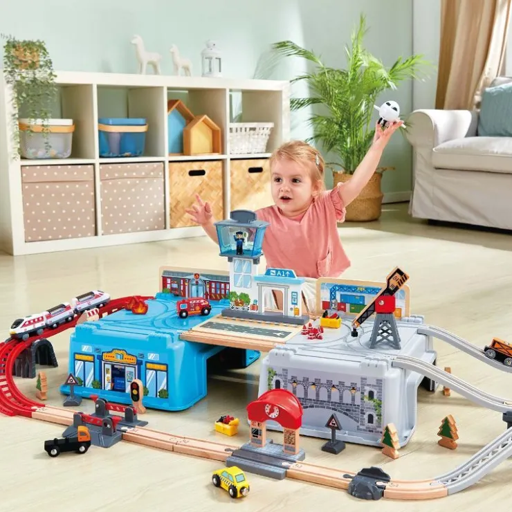 HAPE Wooden Toys | Trains & Train Sets>Super Cityscape Transport Bucket Set