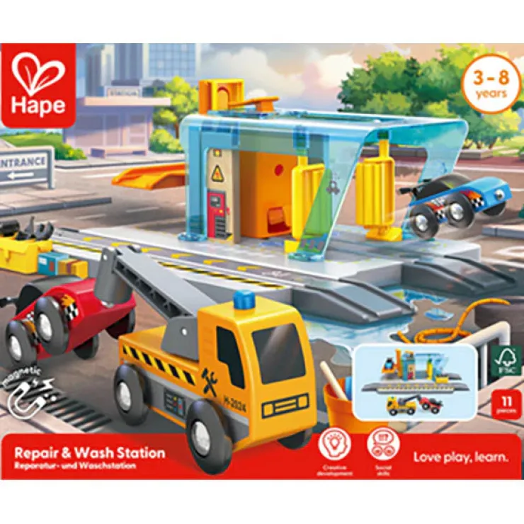HAPE Wooden Toys | Trains & Train Sets>Vehicles Repair And Wash Station