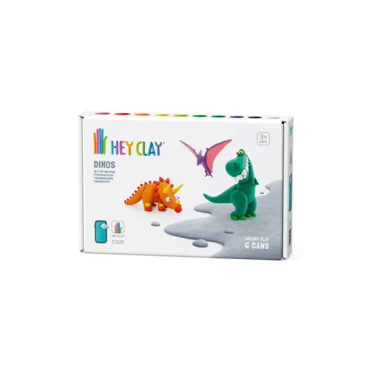 Hey Clay Art Supplies | Make & Create>6 pack - Dinos (Pterodactylus, Triceratops, Tyrannosaurus)