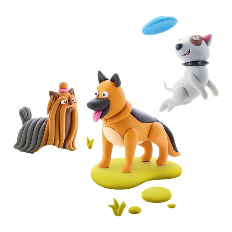 Hey Clay Art Supplies | Make & Create>6 pack - Dog Story (Shepherd, Bull Terrier, Yorkie)
