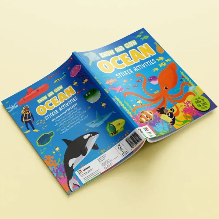 Hinkler Drawing, Colouring & Painting | Stationary & Stickers>Know And Glow Sticker & Activity Book - Ocean