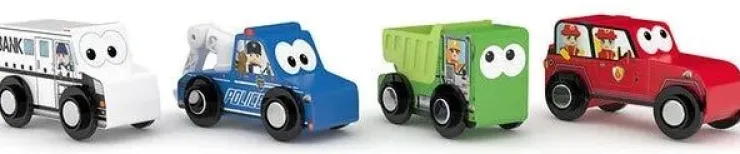 J'ADORE Wooden Toys | Trains & Train Sets>J'adore Wooden Vehicles - City Squad*