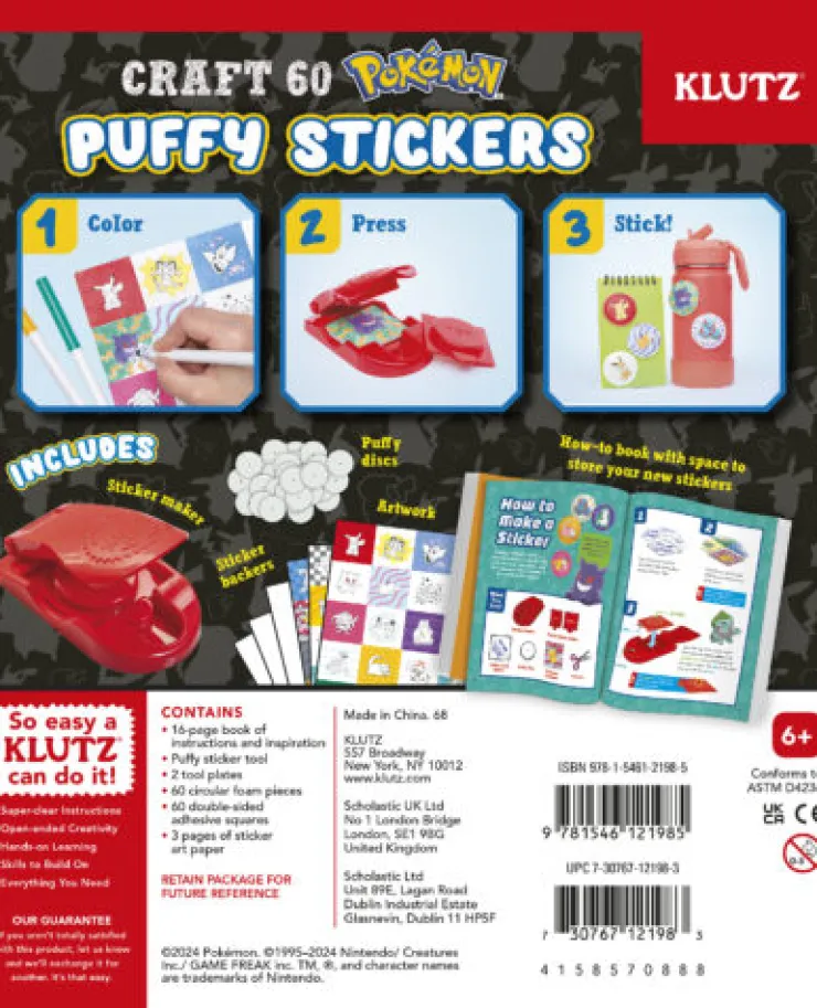 KLUTZ Make & Create | Stationary & Stickers>Pokemon Colour-In 3D Puffy Stickers