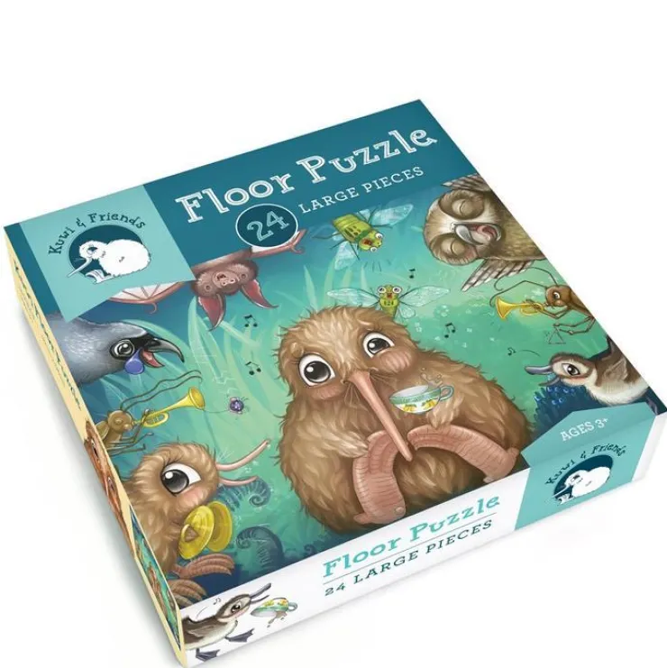 KUWI THE KIWI Jigsaw Puzzles | 5 Years+>Kuwi's Rowdy Crowd Floor Puzzle- 24 Large Pieces
