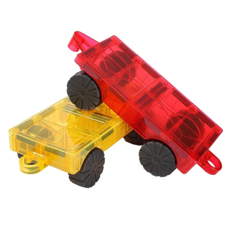 Learn & Grow Building Sets | Magnetic Tiles>Rainbow Magnetic Tiles Car Base Pack 2pc