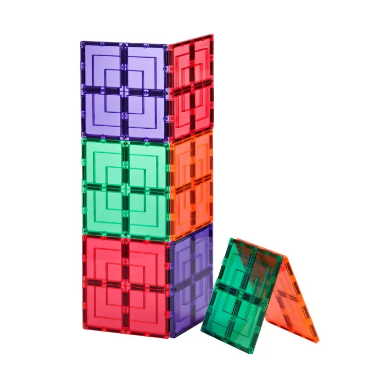 Learn & Grow Building Sets | Magnetic Tiles>Rainbow Magnetic Tiles Large Square Pack 8pc set