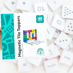 Learn & Grow Reading & Writing | Building Sets>Rainbow Magnetic Tiles Toppers - Numeric Pack 40pc