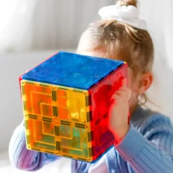 Learn & Grow Building Sets | Magnetic Tiles>Rainbow Magnetic Tiles Large Square Pack 8pc set