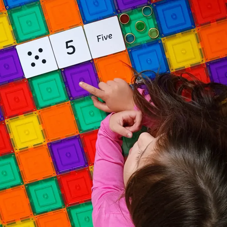 Learn & Grow Reading & Writing | Building Sets>Rainbow Magnetic Tiles Toppers - Numeric Pack 40pc
