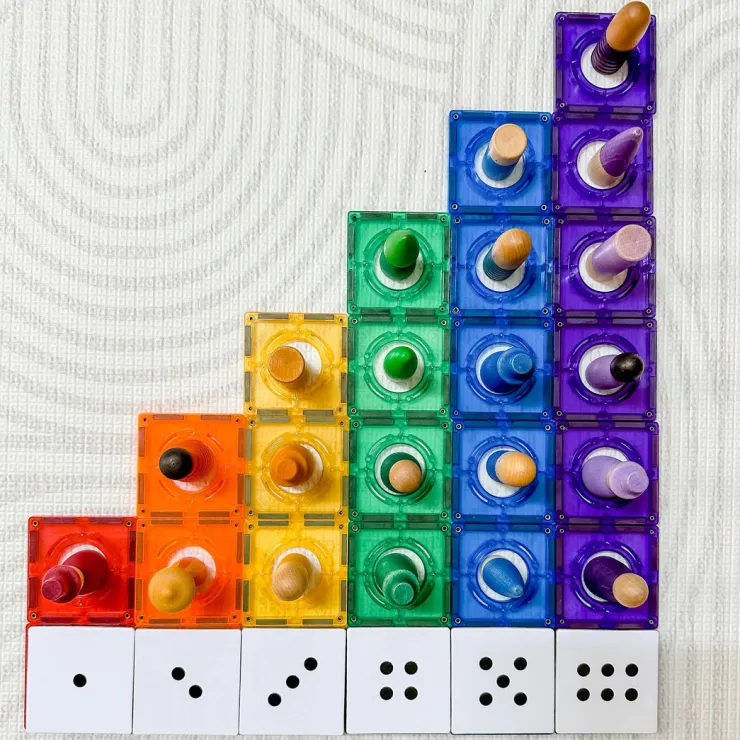 Learn & Grow Reading & Writing | Building Sets>Rainbow Magnetic Tiles Toppers - Numeric Pack 40pc