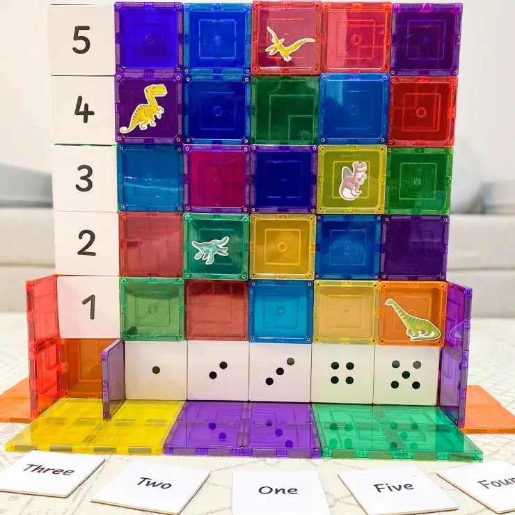 Learn & Grow Reading & Writing | Building Sets>Rainbow Magnetic Tiles Toppers - Numeric Pack 40pc
