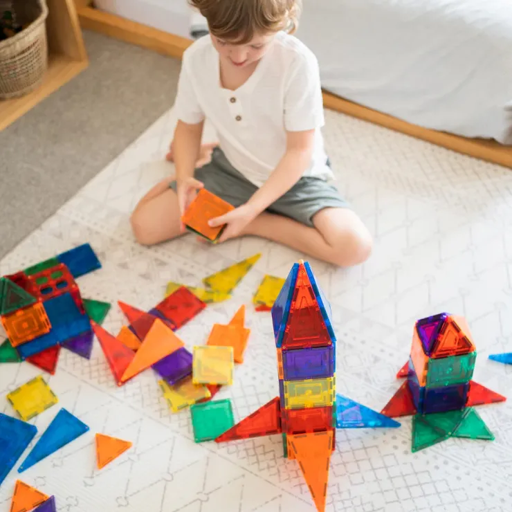 Learn & Grow Building Sets | Magnetic Tiles>Rainbow Magnetic Tiles Base Pack 64pc