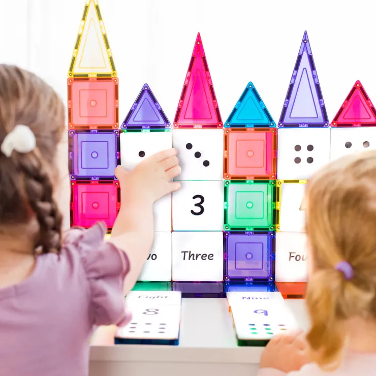 Learn & Grow Reading & Writing | Building Sets>Rainbow Magnetic Tiles Toppers - Numeric Pack 40pc