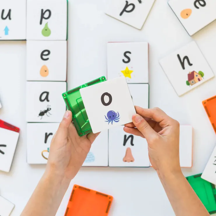 Learn & Grow Reading & Writing | Building Sets>Rainbow Magnetic Tiles Toppers - Alphabet Lower Case Pack 40pc