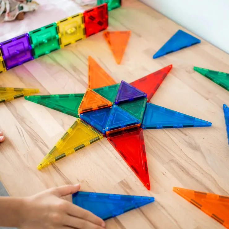 Learn & Grow Building Sets | Magnetic Tiles>Rainbow Magnetic Tiles Base Pack 64pc