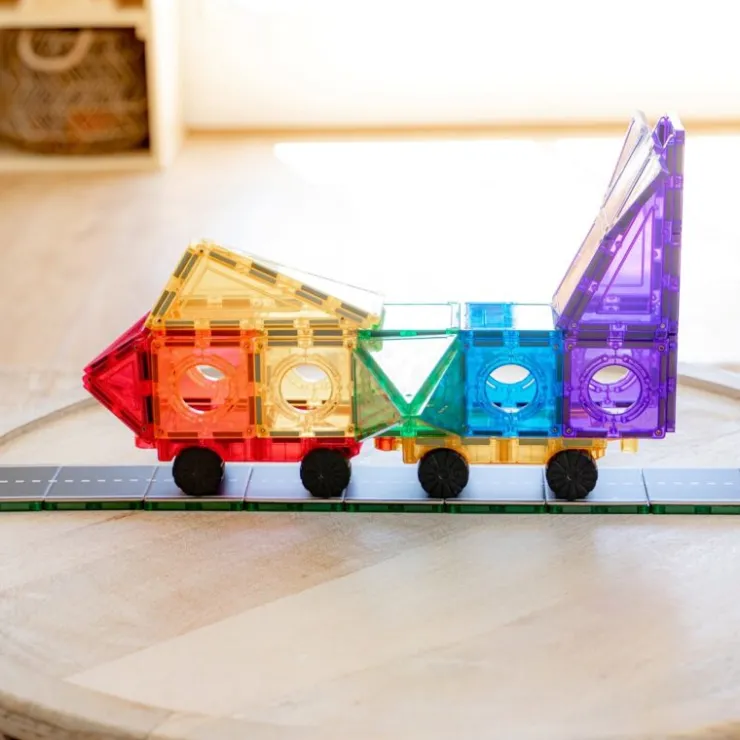 Learn & Grow Building Sets | Magnetic Tiles>Rainbow Magnetic Tiles Car Base Pack 2pc