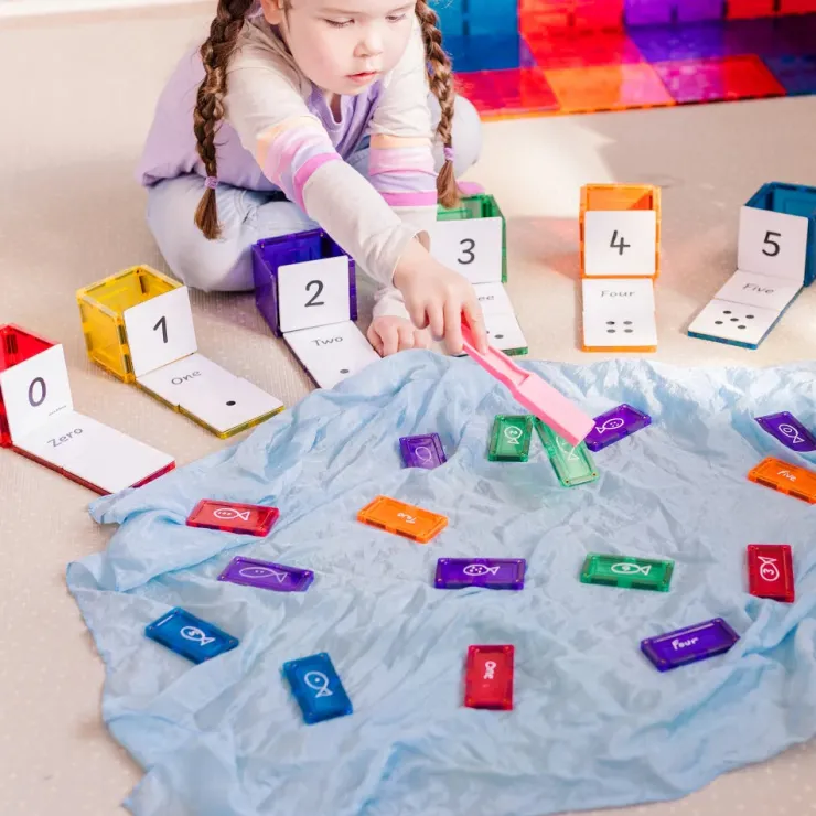 Learn & Grow Reading & Writing | Building Sets>Rainbow Magnetic Tiles Toppers - Numeric Pack 40pc