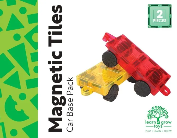 Learn & Grow Building Sets | Magnetic Tiles>Rainbow Magnetic Tiles Car Base Pack 2pc