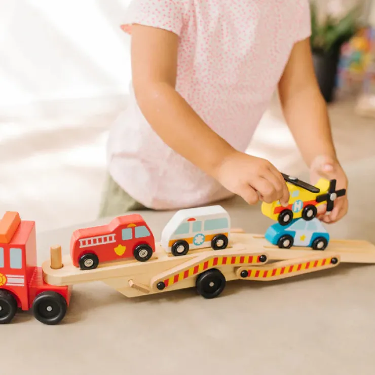 Melissa & Doug Wooden Toys | Transport Toys>Emergency Vehicle Carrier