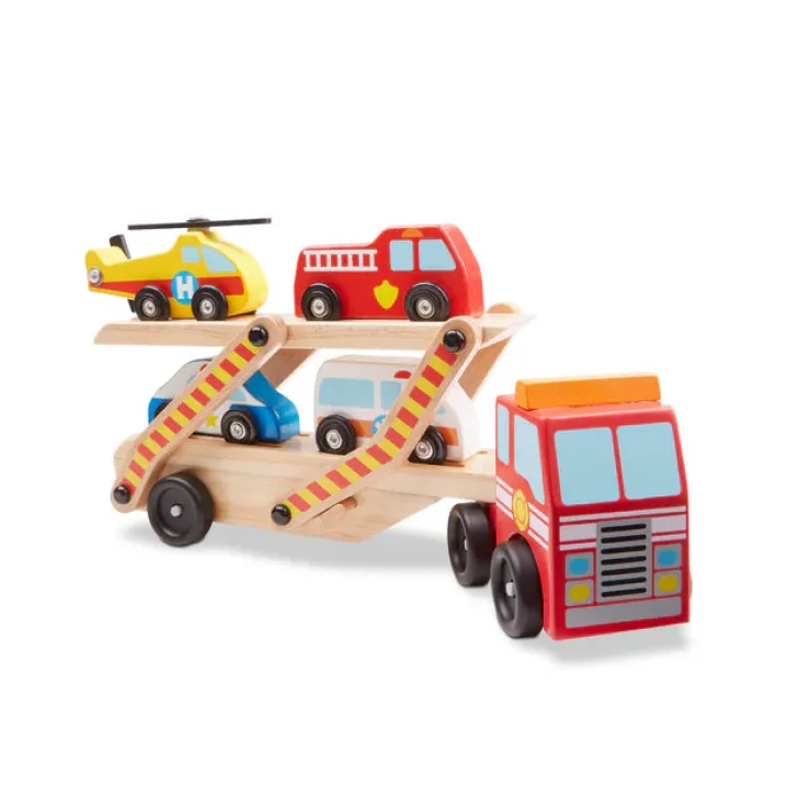 Melissa & Doug Wooden Toys | Transport Toys>Emergency Vehicle Carrier