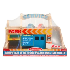 Melissa & Doug Wooden Toys | Transport Toys>Service Station Parking Garage