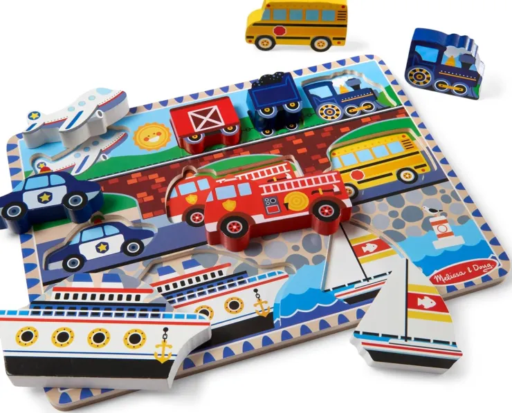 Melissa & Doug Wooden Toys | Jigsaw Puzzles>Vehicles Chunky Puzzle - 8 Pieces