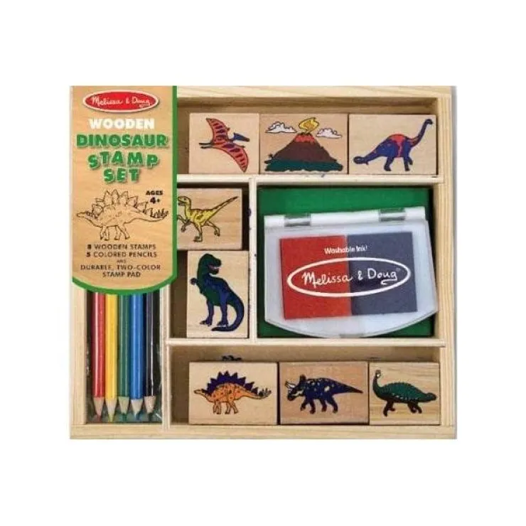 Melissa & Doug Wooden Toys | Stationary & Stickers>Wooden Stamp Set - Dinosaurs