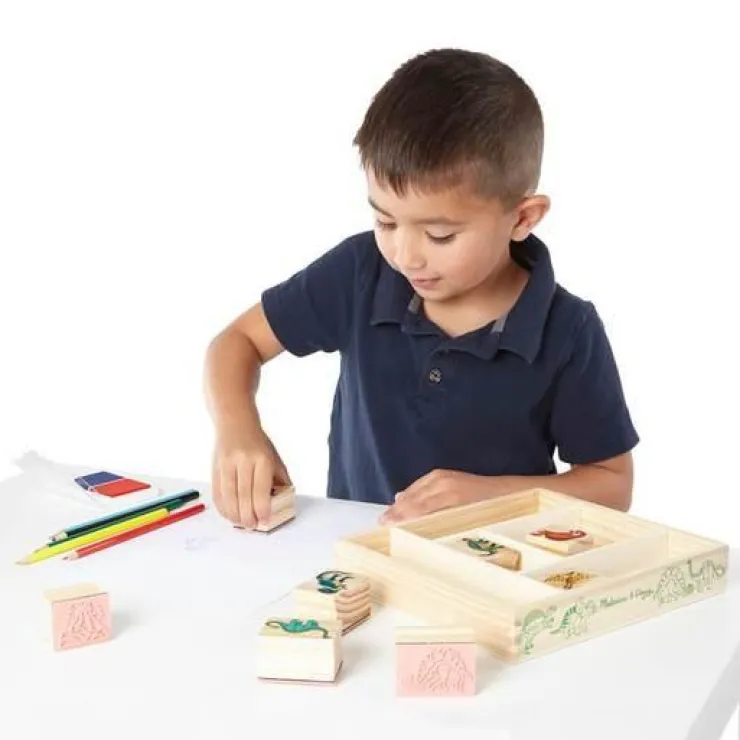 Melissa & Doug Wooden Toys | Stationary & Stickers>Wooden Stamp Set - Dinosaurs
