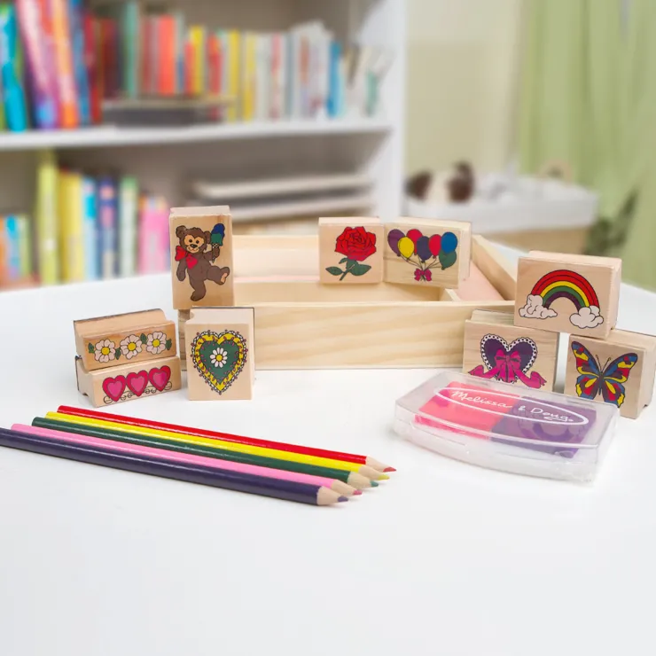 Melissa & Doug Wooden Toys | Stationary & Stickers>Wooden Stamp Set - Friendship