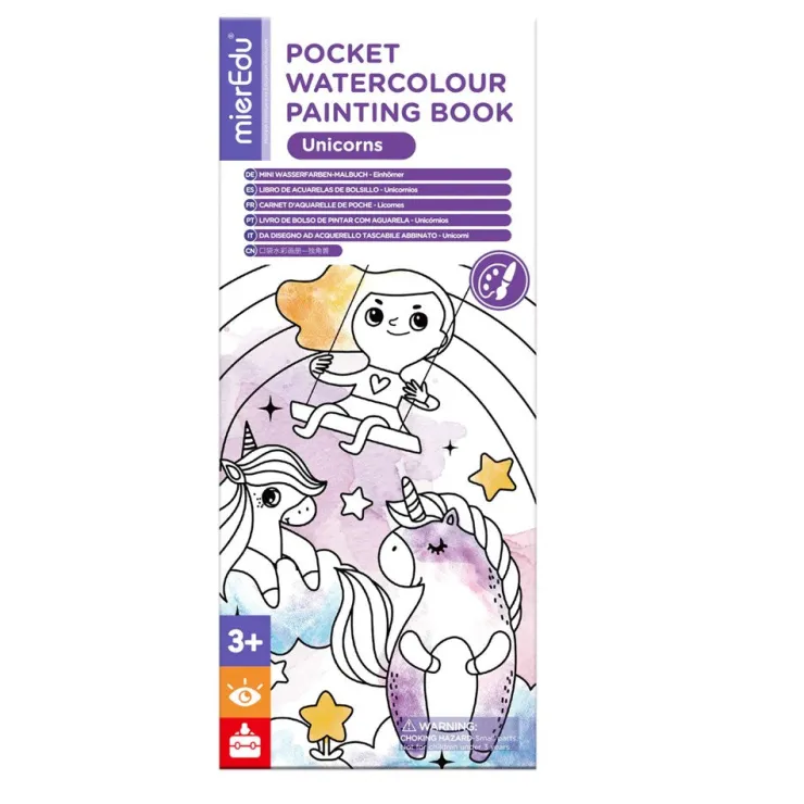 MIEREDU Drawing, Colouring & Painting | 3 Years+>Pocket Watercolour Painting Book - Unicorns