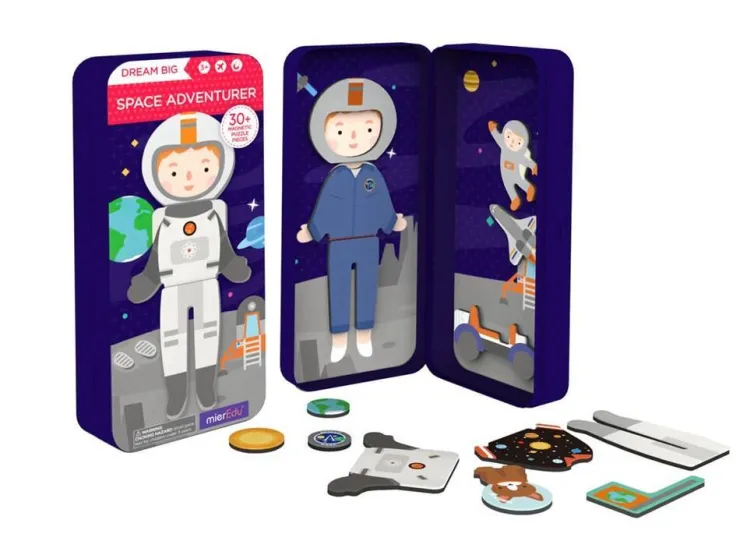 MIEREDU Jigsaw Puzzles | 3 Years+>Travel Magnetic Puzzle Box - Dream Big Series Space Adventurer