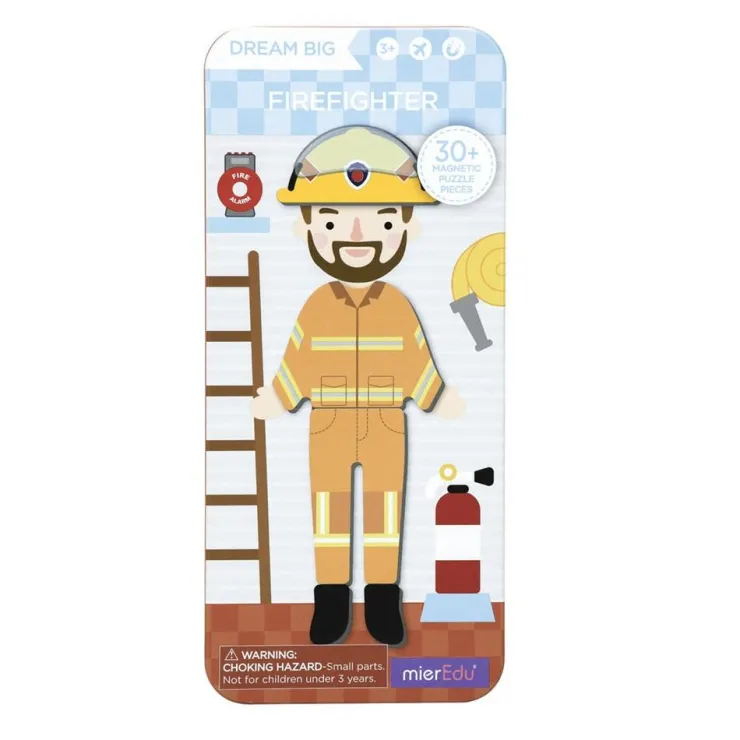 MIEREDU Jigsaw Puzzles | 3 Years+> Travel Magnetic Puzzle Box - Dream Big Series Firefighter